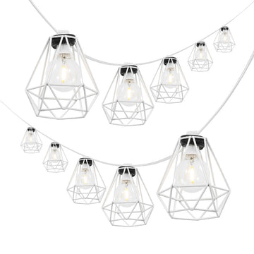 Indoor/Outdoor 10 ft. Contemporary Transitional Incandescent G40 Diamond Cage String Lights